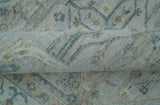 Custom Made Distressed Silver Blue Traditional Hand knotted Wool Area Rug