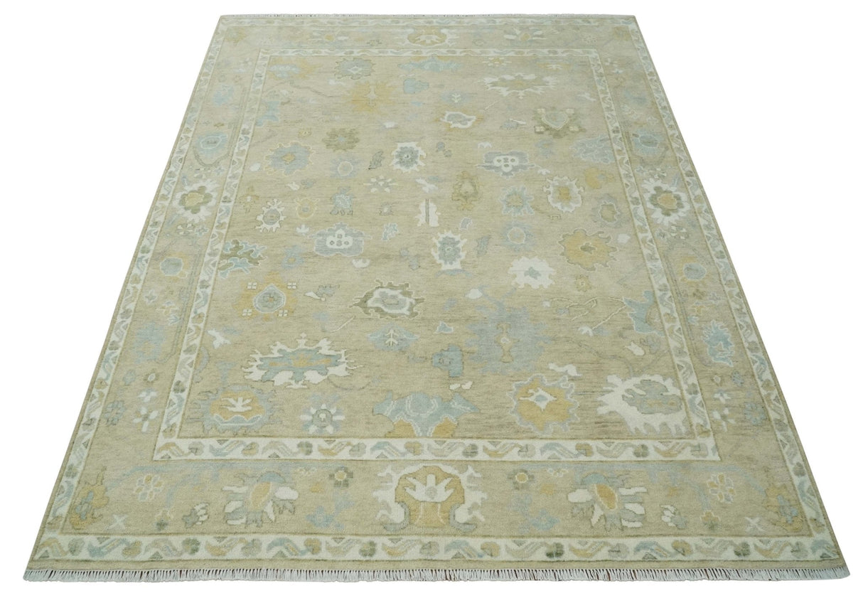 Custom Made Earthy Hand Knotted Beige and Ivory Traditional Multi Size Wool Area Rug-Area Rug-Parc Decor