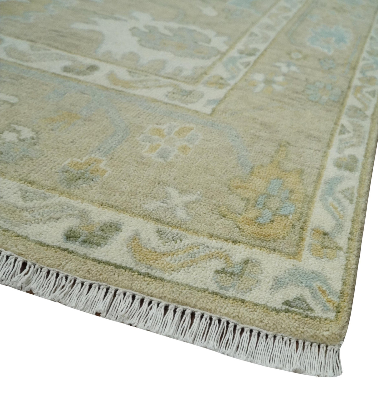 Custom Made Earthy Hand Knotted Beige and Ivory Traditional Multi Size Wool Area Rug-Area Rug-Parc Decor