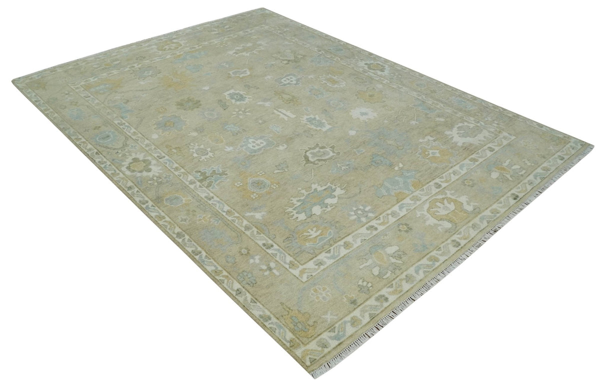 Custom Made Earthy Hand Knotted Beige and Ivory Traditional Multi Size Wool Area Rug-Area Rug-Parc Decor