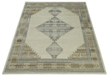 Custom Made Earthy Hand Knotted Ivory, Charcoal and Beige Wool Area Rug