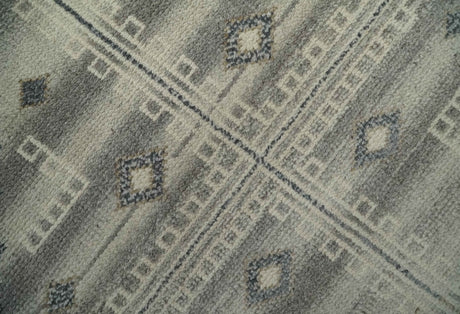 Custom Made Earthy Hand Knotted Ivory, Charcoal and Beige Wool Area Rug