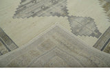 Custom Made Earthy Hand Knotted Ivory, Charcoal and Beige Wool Area Rug