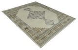 Custom Made Earthy Hand Knotted Ivory, Charcoal and Beige Wool Area Rug
