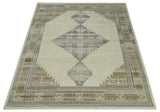 Custom Made Earthy Hand Knotted Ivory, Charcoal and Beige Wool Area Rug-Area Rug-Parc Decor