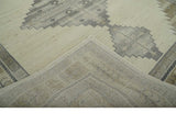 Custom Made Earthy Hand Knotted Ivory, Charcoal and Beige Wool Area Rug-Area Rug-Parc Decor