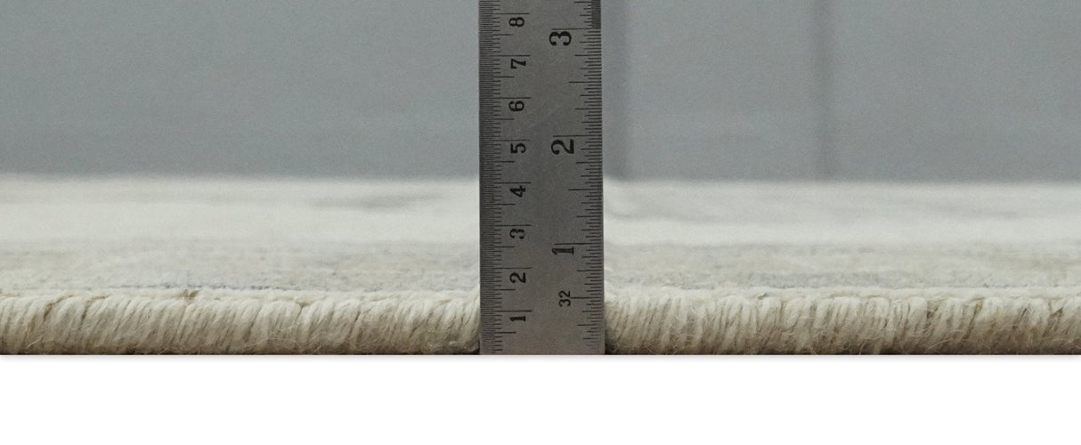 Custom Made Earthy Hand Knotted Ivory, Charcoal and Beige Wool Area Rug-Area Rug-Parc Decor