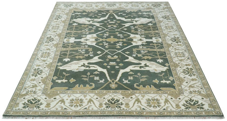 Custom Made Emerald Green Fine Hand knotted Wool Traditional Oushak Area Rug