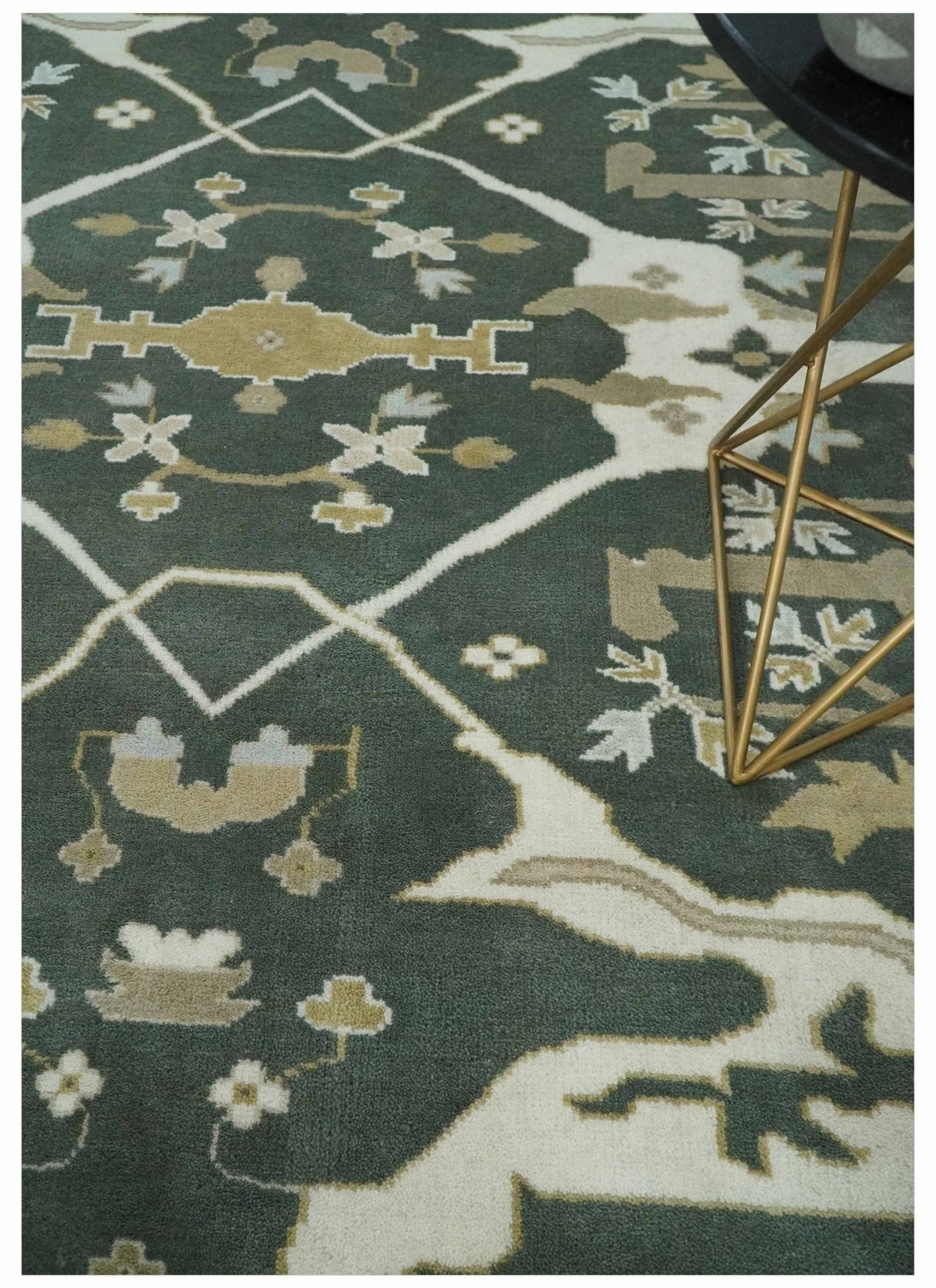 Custom Made Emerald Green Fine Hand knotted Wool Traditional Oushak Area Rug