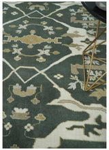 Custom Made Emerald Green Fine Hand knotted Wool Traditional Oushak Area Rug