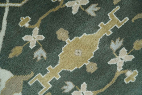 Custom Made Emerald Green Fine Hand knotted Wool Traditional Oushak Area Rug