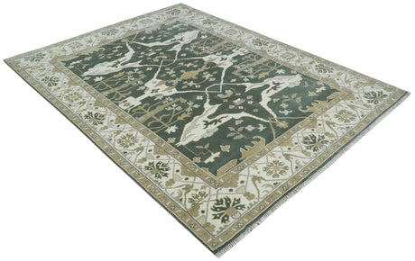 Custom Made Emerald Green Fine Hand knotted Wool Traditional Oushak Area Rug
