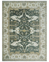 Custom Made Emerald Green Fine Hand knotted Wool Traditional Oushak Area Rug