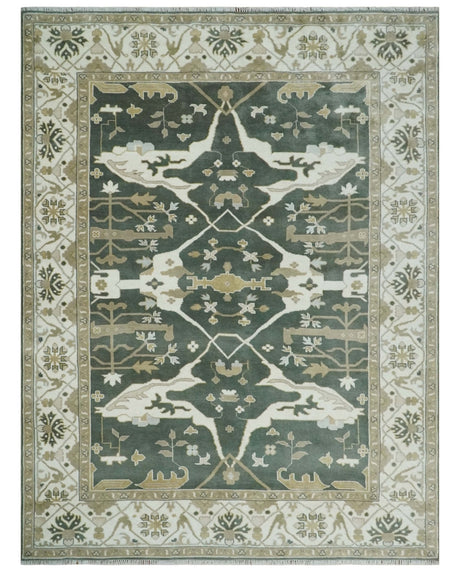 Custom Made Emerald Green Fine Hand knotted Wool Traditional Oushak Area Rug