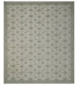Custom Made Fine Hand Knotted Ivory and Charcoal Style Hand knotted Wool Area Rug