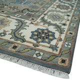 Custom Made Fine Knots Hand Knotted Ivory, Taupe and Olive Traditional Wool Rug