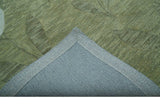 Custom Made Floral Olive Green Hand Tufted Wool Area Rug
