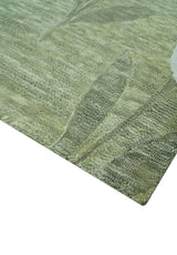 Custom Made Floral Olive Green Hand Tufted Wool Area Rug