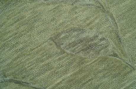 Custom Made Floral Olive Green Hand Tufted Wool Area Rug