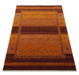 Custom Made geometrical Stripes Design Rust and Brown Hand loom wool Area Rug