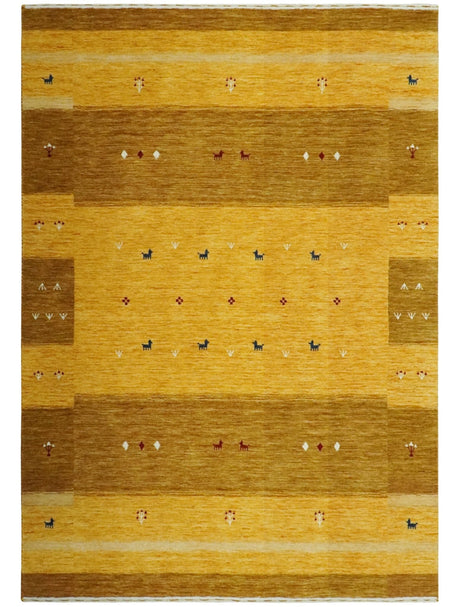 Custom Made Gold Tribal Gabbeh wool Area Rug
