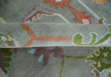 Custom Made Gray and Gold Hand knotted Traditional Oushak wool Area Rug