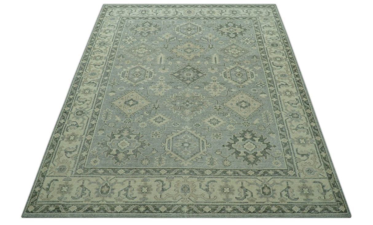 Custom Made Gray And Ivory Traditional Turkish Design Hand knotted Wool Area Rug