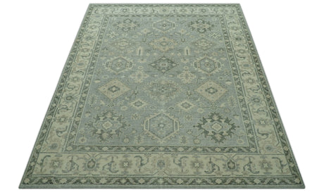 Custom Made Gray And Ivory Traditional Turkish Design Hand knotted Wool Area Rug