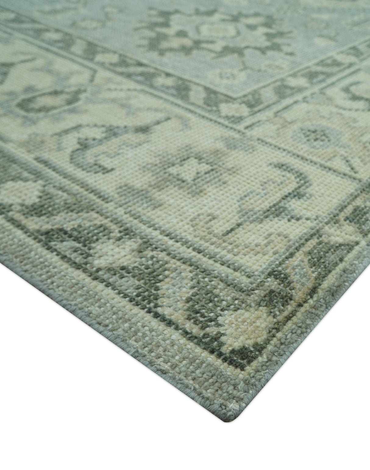 Custom Made Gray And Ivory Traditional Turkish Design Hand knotted Wool Area Rug