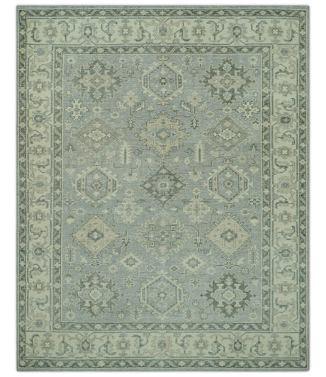 Custom Made Gray And Ivory Traditional Turkish Design Hand knotted Wool Area Rug