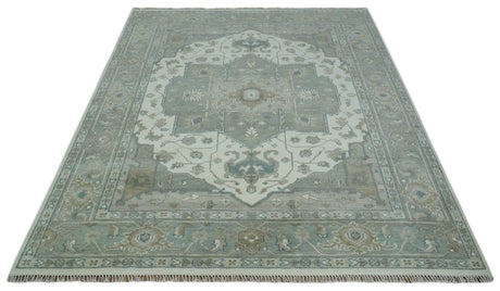 Custom Made Gray, Ivory and Silver Hand knotted Traditional Medallion wool Area Rug