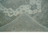 Custom Made Gray, Ivory and Silver Hand knotted Traditional Medallion wool Area Rug