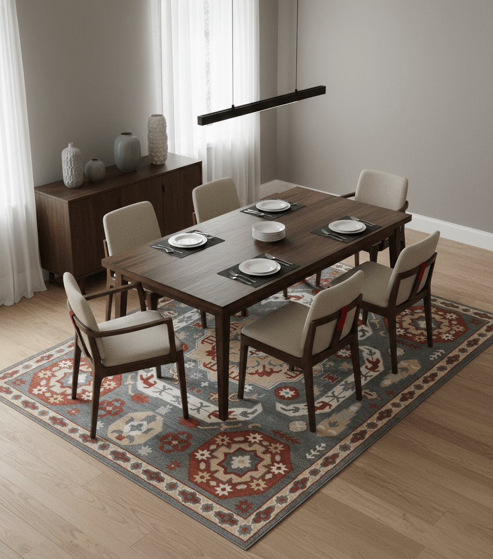 Custom Made Gray, Rust and Peach Traditional Medallion Mamluk Design wool Rug