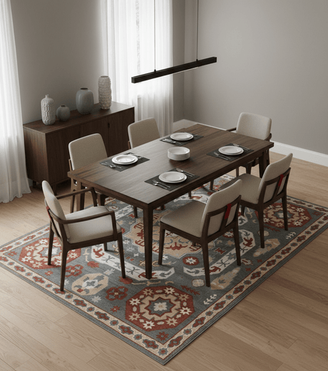 Custom Made Gray, Rust and Peach Traditional Medallion Mamluk Design wool Rug