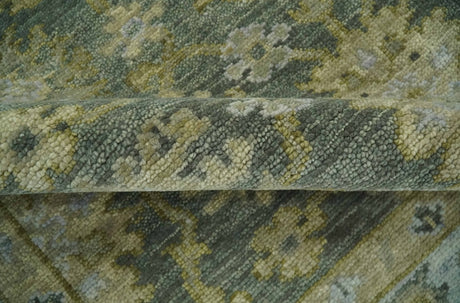 Custom Made Gray, Silver and Olive Hand knotted Traditional Oushak Wool Area Rug