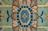 Custom Made Green And Blue Traditional Heriz Hand Knotted Wool Rug