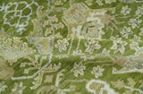Custom Made Green and Ivory Traditional Dragon Oushak Design Hand knotted wool rug