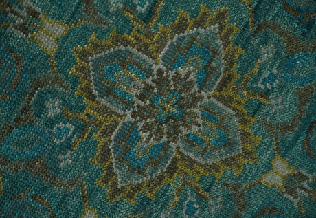 Custom Made Green Hand Knotted Antique Style Multi Size Traditional Wool Rug
