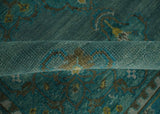 Custom Made Green Hand Knotted Antique Style Multi Size Traditional Wool Rug