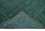 Custom Made Green Hand Knotted Antique Style Multi Size Traditional Wool Rug