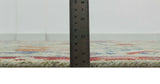 Custom Made Greenish Beige, Rust And Blue Folk Art Hand Knotted Wool Area Rug