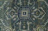 Custom Made Hand Knotted Beige and Blue Traditional Heriz Wool Area Rug