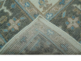 Custom Made Hand Knotted Beige and Blue Traditional Turkish Wool Area Rug