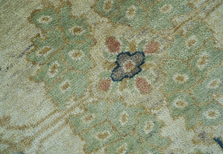 Custom Made Hand Knotted Beige and Blue Traditional Turkish Wool Rug