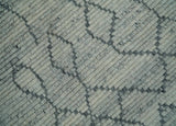 Custom Made Hand Knotted Beige And Gray Moroccan Trellis Blended Wool Rug