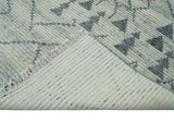 Custom Made Hand Knotted Beige And Gray Moroccan Trellis Blended Wool Rug