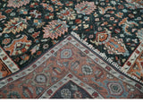 Custom Made Hand Knotted Black and Rust Traditional Oushak Wool Area Rug