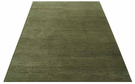Custom Made Hand Knotted Blue and Brown Stripes Design Contemporary Area Rug