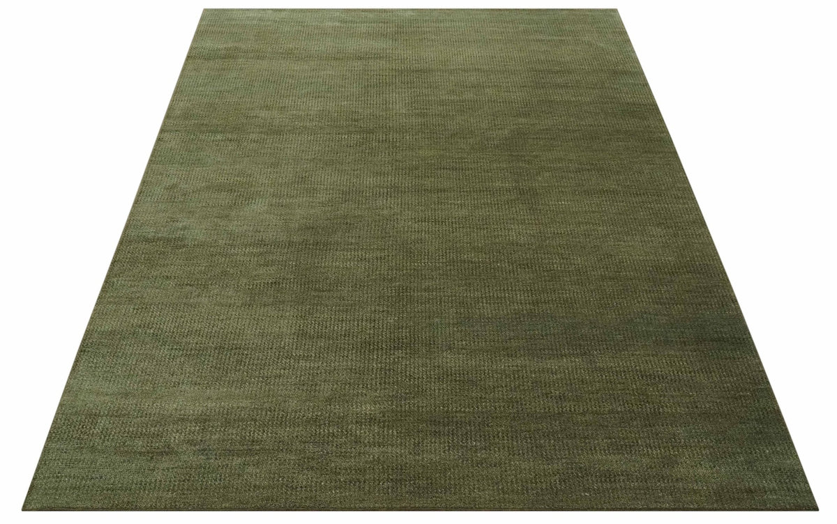 Custom Made Hand Knotted Blue and Brown Stripes Design Contemporary Area Rug