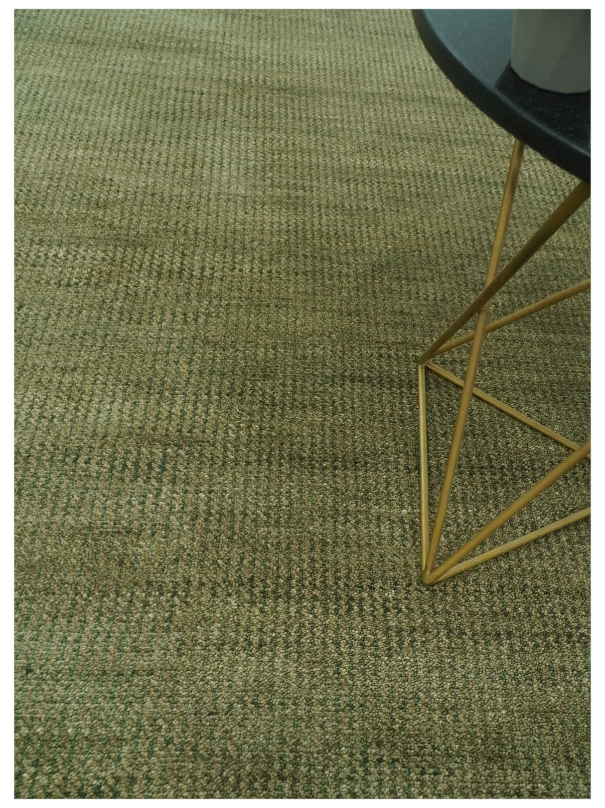Custom Made Hand Knotted Blue and Brown Stripes Design Contemporary Area Rug